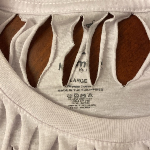 Kamisa Shredded Distressed T Shirt Sunburst Red White & Blue Large - Picture 4 of 11